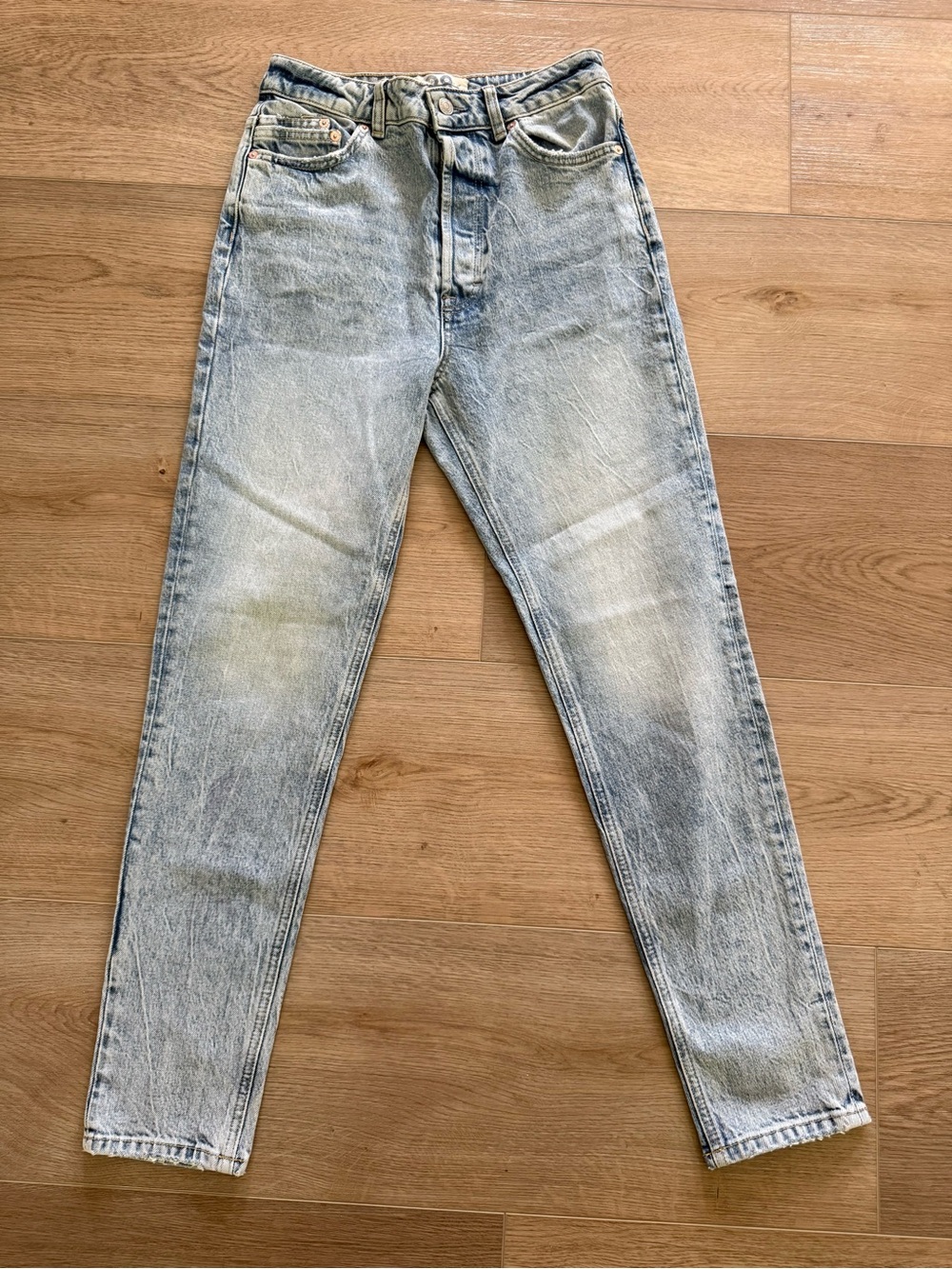 Free People We The Free High Rise Straight Leg Jeans Size 28 Acid Wash